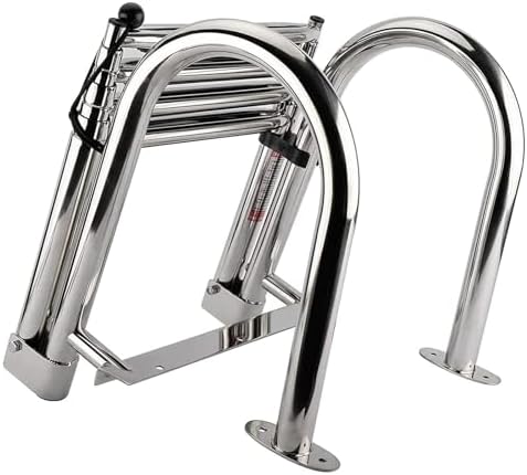 Pontoon Boat Ladder, Folding Telescoping Design for Easy Storage, Marine Grade for Yachts, Ships, and Boats, Enhances Safety and Accessibility