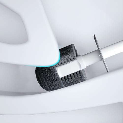 Image of Toilet Brush and Plunger Set, Plunger and Brush Set, 3 in 1 Toilet Bowl Brush and Plunger Set for Bathroom Cleaning,Plungers for Bathroom Heavy Duty 2 Packs in Color White&Grey