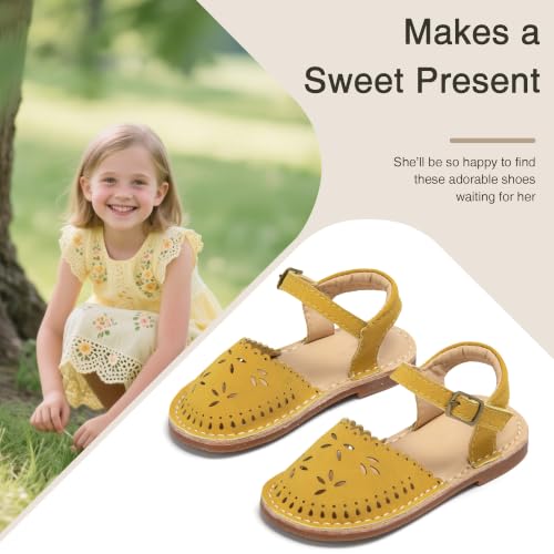 Image of THEE BRON Toddler Floral Cutout Closed Toe Sandals for Girls Breathable Summer Shoes