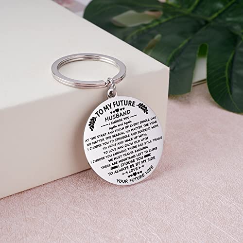 Aesnefe To My Future Husband Keychain Gifts For Him, Engagement Gift For Fiance, Romantic Keyring Gift For Valentines Day Wedding Anniversary Birthday Christmas From Wife #TOP4