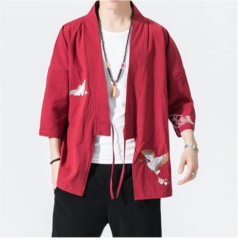 Bollrllr 2024 Men's Embroidered Haori Kimono Harajuku Large Size Cardigan Yukata Asian Style Clothing3