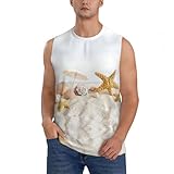 DUWAA Seashells - Camisetas sin mangas con estampado de estrellas de mar en la playa, verano, sin mangas, transpirables, para hombre, tallas grandes y altas, camisetas de entrenamiento, Negro, 3XL