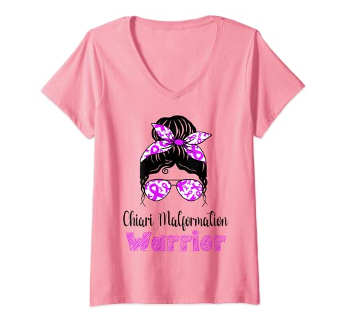 Mujer Cinta morada de Chiari Malformation Warrior Chiari Awareness Camiseta Cuello V