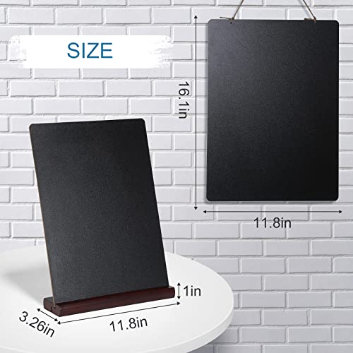 11.7x16.5 Inch Tabletop Chalkboard with Wood Base, Menu Chalkboard Stand, Message Board, Bar and Special Event Decorations, Hanging Double-Sided Chalkboards Sign for DIY Home Decoration-Walnut by SUTINE - Used condition - Image 6