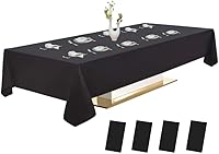 Vista 17 de Urby Manteles de plástico desechables blancos para mesas rectangulares de 8 pies, ideal para servir como picnic, fiesta, exterior o comedor, mantel