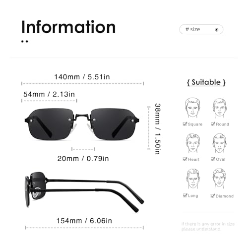 Rimless Rectangle Sunglasses for Women Man Fashion Small Narrow Rectangle Frameless Eyewear Shades 90s Sun Glasses3