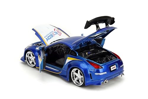 Jada Toys JDM Tuners 1:24 Scale Die-Cast 2003 Nissan 350Z Exedy– Opening Doors, Detailed Interior, Rubber Tires, Collectible for Ages 8+(Candy Blue) - Thumbnail 5