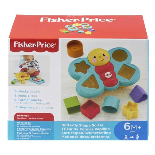 Fisher-Price, Encaixa Borboleta com 6 Blocos de Formas Coloridas, Desenvolvimento Motor, Brinquedo p