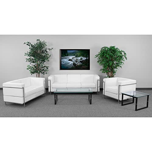 Flash Furniture Hercules Regal Series Contemporary White Leathersoft Sofa With Encasing Frame #TOP1