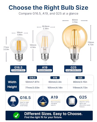 Image of FLSNT G25 Clear LED Bulbs, 40W Eqv, 400LM, 2700K, E26, 12 Pack | Dimmable, CRI90+, amber glass, UL listed, instant on, for bathroom vanity, mirror lighting, living room decor