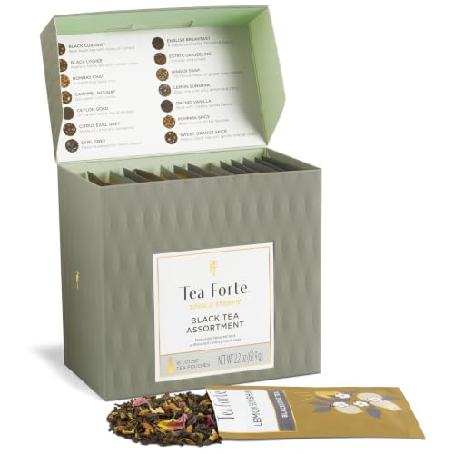 Tea Forte Single Steeps Tea Sampler, 15 Loose Leaf Pouches