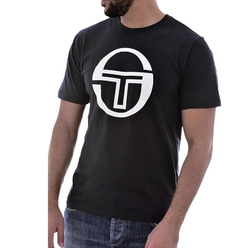 T-Shirt Noir Sergio Tacchini Stadium Homme en coton manches courtes