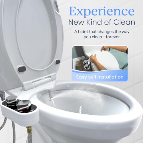 Image of CLEAR REAR Bidet Attachment for Toilet Seat - Non-Electric with Self Cleaning Dual Nozzles, Leak Proof Connectors, Adjustable Water Spray, Rear & Feminine Wash - Hygienic Bathroom Upgrades