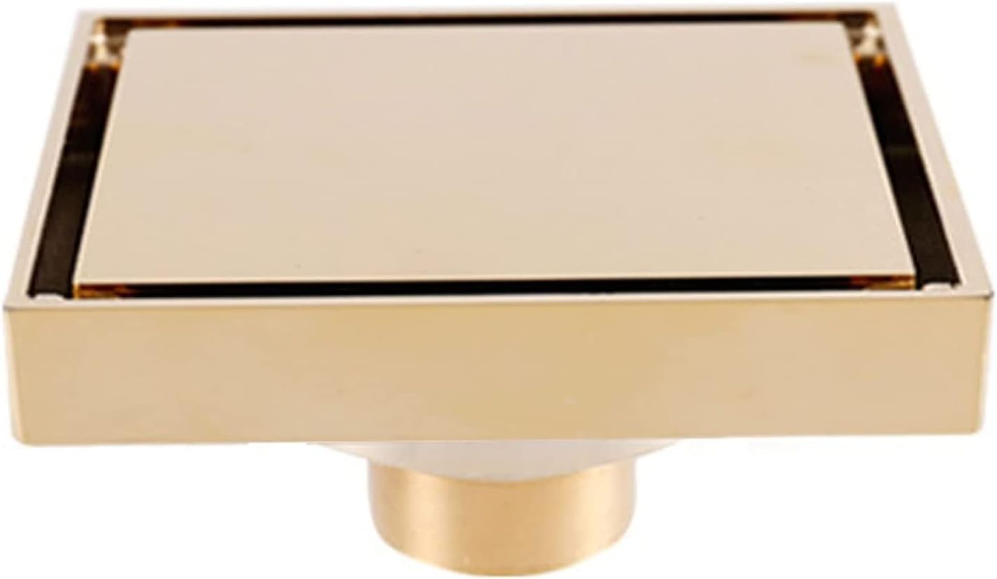 6インチシャワー床排水口真鍮シャワー排水口タイルインサート格子取り外し可能なカバーヘアキャッチャーストレーナー、ヘアストレーナー付き