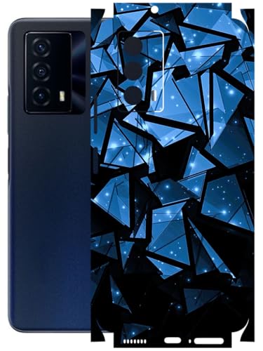 Image of AtOdds - Full Body Back Screen Guard Protector Film - Lamination Wrap Skin Sticker Compatible with IQOO Z5 | Scratchproof Matte Finish (Blue Crystals)