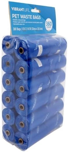Vibrant Life Dog Waste Bag Refills, Blue ~ (360 Count ~ 24 Rolls)