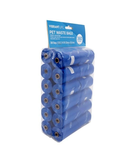Vibrant Life Dog Waste Bag Refills, Blue ~ (360 Count ~ 24 Rolls)