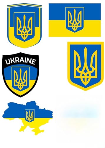Daged Lot de 8 autocollants de l'Ukraine - Pour voiture, moto, motard - Drapeau en vinyle AKN
