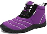  SAGUARO® Herren Damen Winterschuhe Warm Gefüttert Winter Stiefel Kurz Schnür Boots Schneestiefel Outdoor Freizeit Schuhe,Violett 40