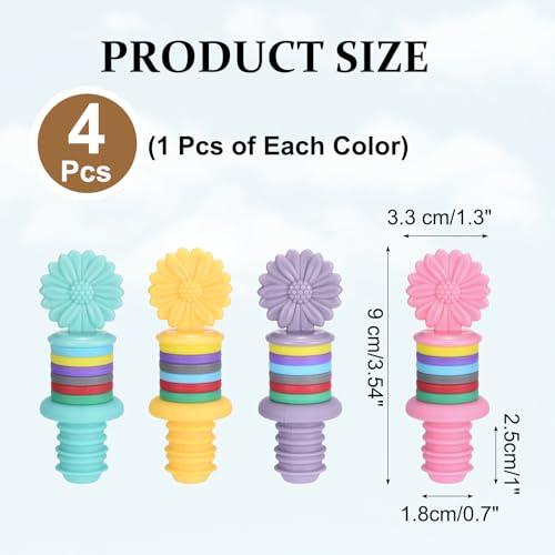 4 tapones de silicona para vino de girasol multicolor para botellas 3