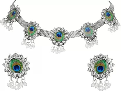 ZuriKrisha® Fashionable German Silver Green Peacock Choler Pearl Necklace with Earrings Jewellery Set for Women (B09NCJPYMT) Amazon Price History, Amazon Price Tracker