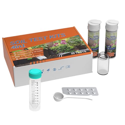 Kit de Análisis de Suelo para Hortalizas | Kit de Prueba de Suelo para Césped 4 en 1 | Analizador de Nutrientes, Herramienta para Jardinería de Flores y Hortalizas en Plantas Jardines Patios Paisajes