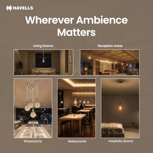 Image of Havells Squid Pendant Light | Gold Finish | Minimalist Hanging Light | Cafe, Dining Area & Kitchen Island | E27 Holder| Pack of 1
