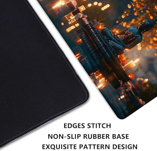 Waxonle Tapis de Souris 900x400 étendu Tapis de Souris XXL à Bords Cousus, Base en Caoutchouc Antidérapante, Tapis de Bureau, Tapis de Souris Ergonomique Tapis de Souris XXL (Gris, Statue De Zen) O-Z – vue 3