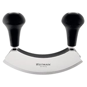Westmark Germany Stainless Steel Double Blade Mezzaluna Mincing Knife, 7-inch (Black)