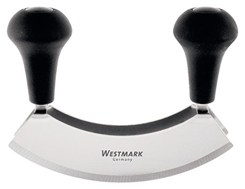 Westmark Germany Stainless Steel Double Blade Mezzaluna Mincing Knife, 7-inch (Black)