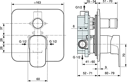 Ideal Standard a6343aa Part External Bath/Shower Mixer Tonic 2, Chrome - Image 4