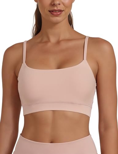 Image of Buauty Sports Bra for Women, U Neck Adjustable Spaghetti Strap Workout Bra with Removable Cups for Yoga Pilates Gym