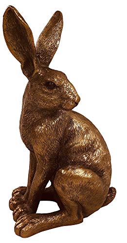 The Leonardo Collection Resin Reflections Bronzed Sitting Hare, 8 x 5 x 15 cm