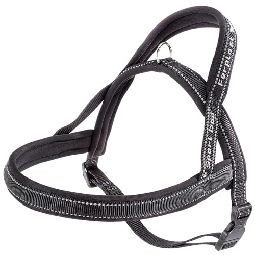 Ferplast Pettorina Cane SPORT DOG, Pettorina Cane Taglia Media, Pettorina Svedese, Imbottitura Soffice, Cuciture riflettenti, Chiusura con Clip a Scatto, Etichetta per nome dell'animale, Grigio