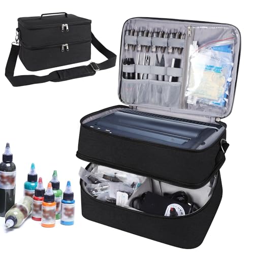 Tattoo Carrying Case Tattoo Supplies Organizer Tattoo Kit Box Case Tattoo Equipment Storage Bag Tattoo Travel Tattoo Storage Organizer for Tattoo Stencil Printer, Tattoo Ink, Tattoo Equipment