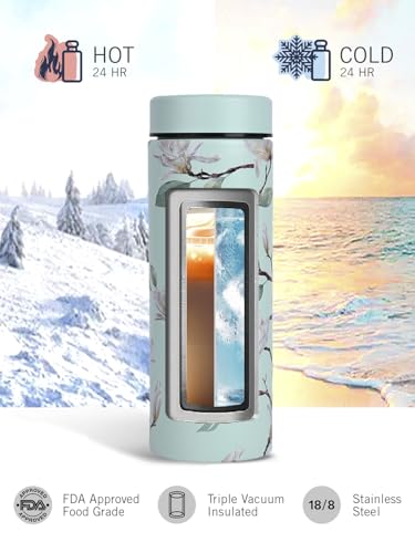 Image of NAUTICA Premium Leak-Proof Insulated Water Bottle - 1pc (Stern)| 500ml | Stainless Steel Flask with 24 Hours Temperature Retention | Ideal for Travel, Gym, Office Use Titanium Printed-Green /Ivory