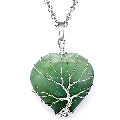 Handcrafted Crystal Pendant; Spiritual Healing Crystal Necklace Pendant; Chakra Necklace For Women & Men; Crystal Jewellery Protection Necklace By Karma Pledge (Green Aventurine Heart) #TOP5