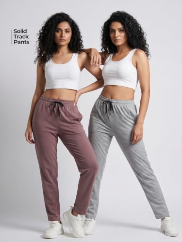 Image of Fflirtygo Cotton Solid Track Pant /Lounge Wear /Pocket Payjama �100% Export Quality Soft Cotton Night Wear /Pocket Pyjama for Women Combo Pack, Black & Blue Pyjama