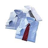 [ニッセン] メンズ カジュアルシャツ 抗菌防臭・形態安定長袖ワイシャツブルー系３枚組（ボタンダウン） 大きいサイズメンズ 紺ストライプ+白×サックスストライプ 首廻48(4L)