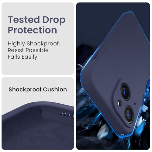 Image of FireNova Designed for iPhone 14 Case, Silicone Upgraded [Camera Protection] Phone Case, Soft Anti-Scratch Microfiber Lining Inside, 6.1 inch, Navy Blue