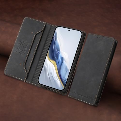 Protection Google Pixel 9 5G étui portefeuille cuir noir avec rabat