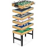 GYMAX マルチゲームテーブル 卓上 テーブルゲーム テーブルサッカーゲーム 対戦ゲーム カーリング ビリヤード台 卓球台 ピンポン テーブルサッカー サッカー試合 対戦 卓上フーズボール ボードゲーム 親子 家族 親友 自宅 オフィス(マルチテーブル10-in-1)