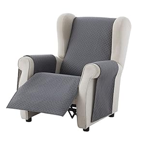 Textilhome – Housse de Canapé Protecteur Adele , Taille 1 Places / Relax. Housse Matelasse Réversible. Couleur Grey