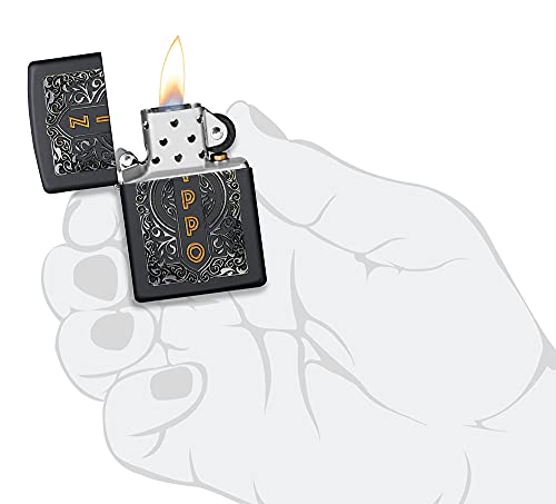 Zippo encendedor de bolsillo negro mate con logo miniatura 5