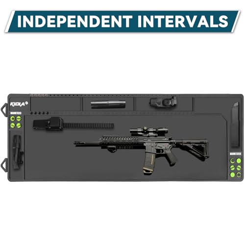 Klola Rifle Shotgun Gun Cleaning Mat Large, Magnetic Gun Cleaning Mats for All Guns, Anti-Slip Rifle Gun Mat with Organizer Parts Tray, Protective Workbench Cleaning Pad Inch Ruler,Grey