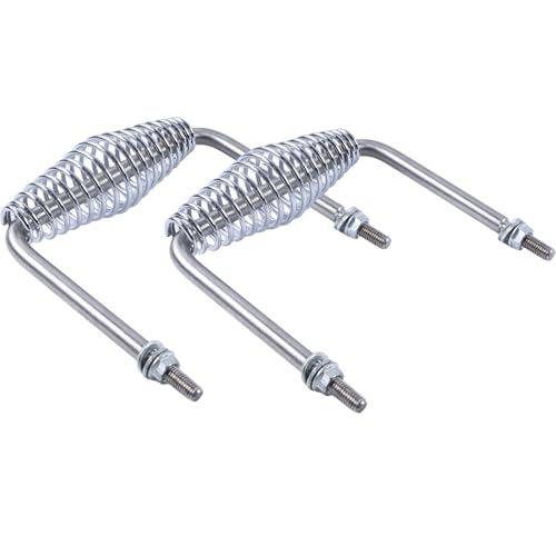 Image of 2X 6 inch Stainless Spring Handle 5 inch Wide Overall with 1 /2 inch Steel Rod Compatible with Most BBQ Pits Trailers Grills Custom Metal Projects Smokers Wood Stoves and Cabinets