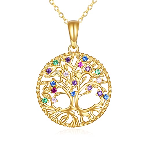 Kecho Tree Of Life Necklace Gifts 14K Yellow Gold Family Tree Of Life Pendant Necklace Jewelry Christmas Gifts For Women Girls Mother Daughter Girfriend (Yellow Gold Tree Of Life Necklace) #TOP5