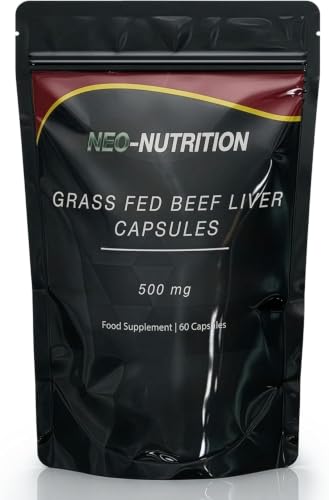 Grassfed Beef Liver Capsules 500mg - Supports Liver Brain and Heart Health (60 Capsules)