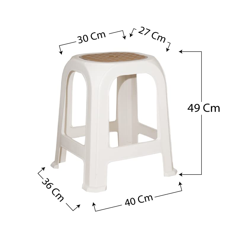 VIRSUS 2 Sgabelli da bagno in plastica 7348, misura 31x27x46 cm, sgabellino Multiuso per bambini e adulti per cucina, cameretta, Vari colori (bianco e marrone)