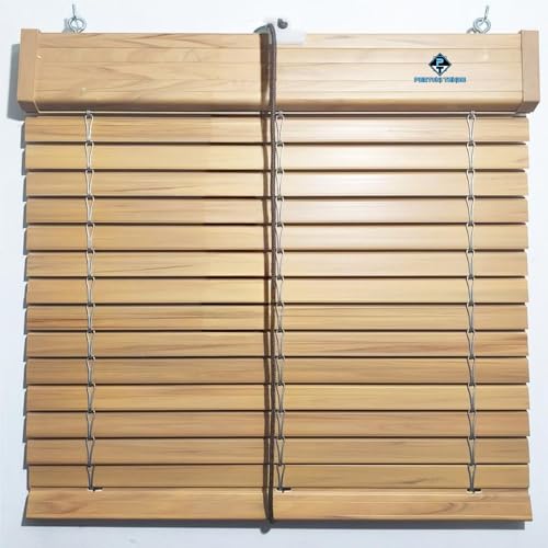 Persiana Alicantina de PVC Color Imitación Madera | Corte a Medida | PERTONI TENDE (Alto 120cm x 90cm Ancho)